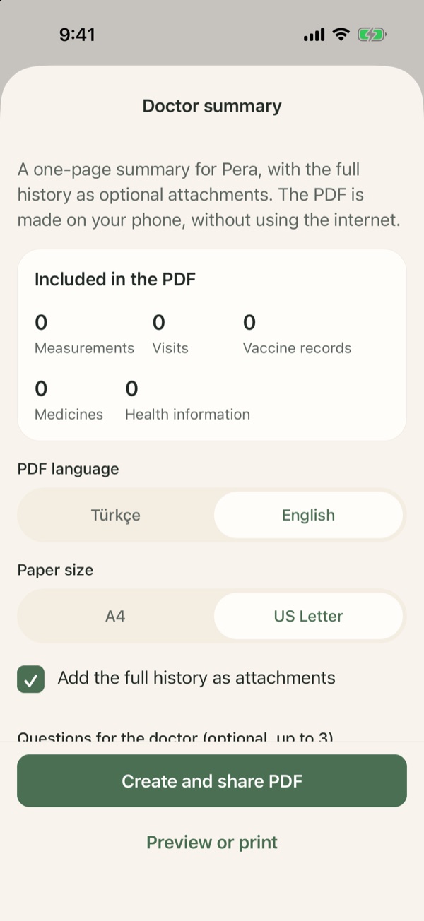 Doctor summary screen
