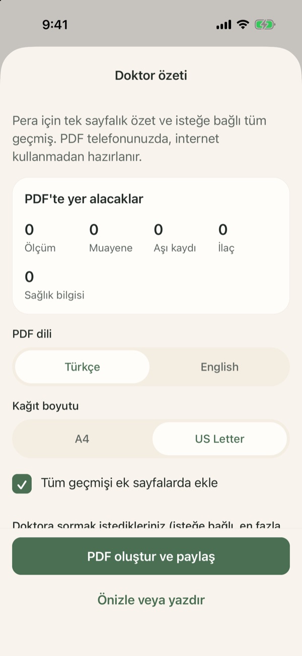 Doktor özeti hazırlama ekranı